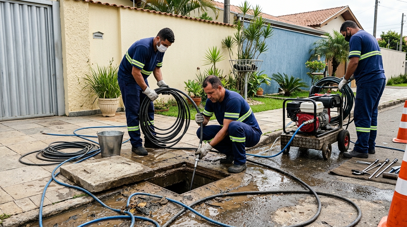 Desentupimento de esgoto residencial em Florianópolis-SC